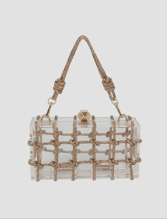 Acrilic Bag with Rinhestones gold