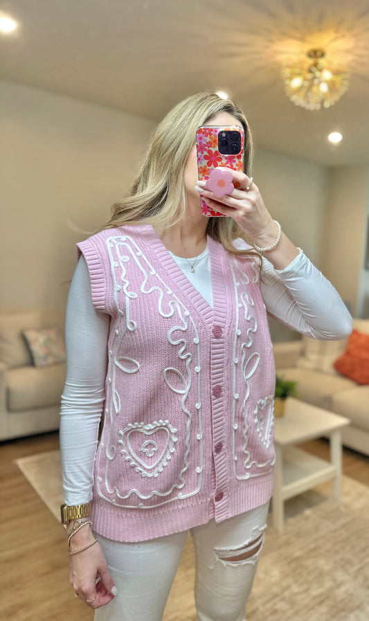 Pink Embroidered Vest