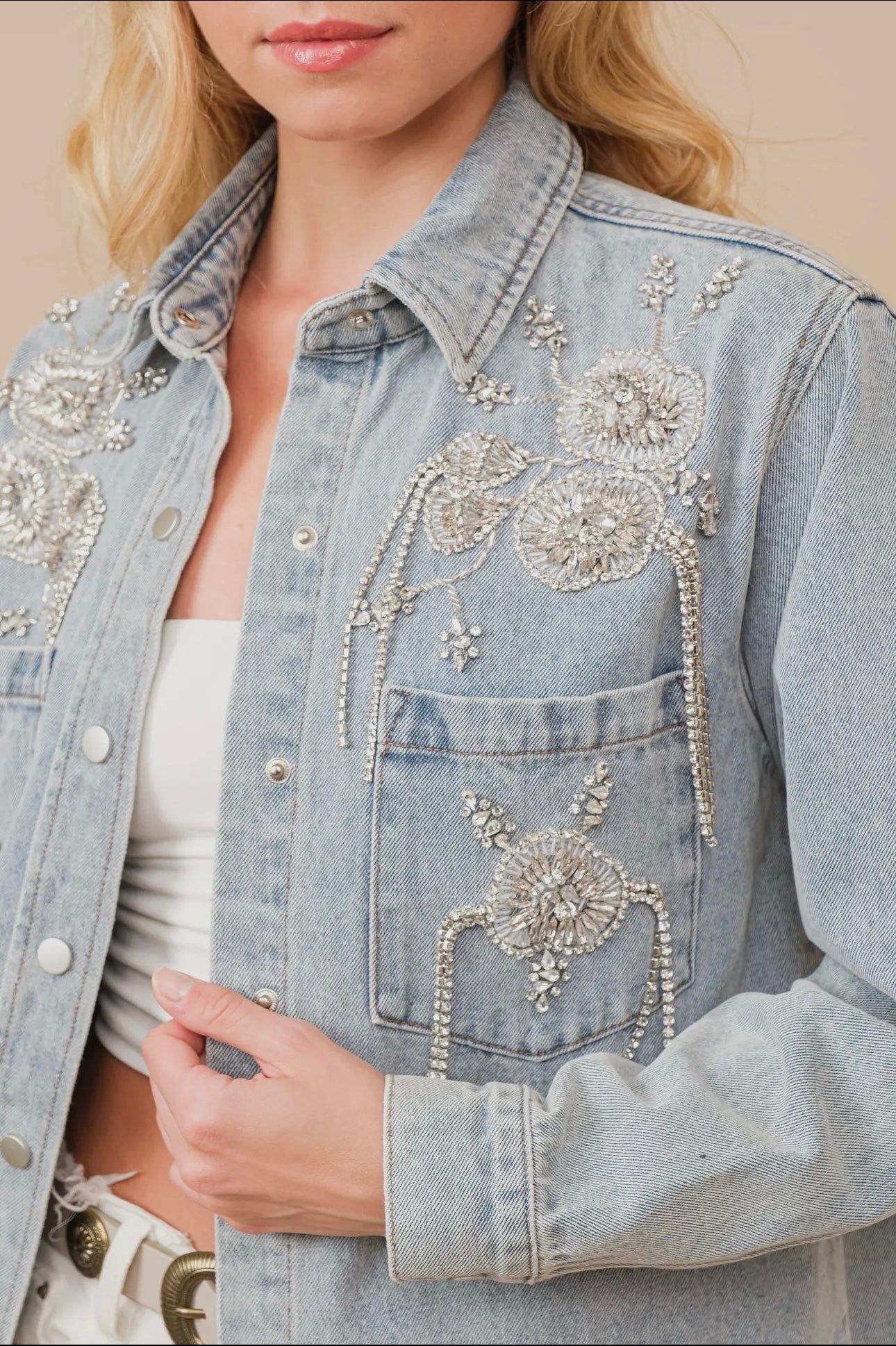 Denim jacket with Strass Embellishments