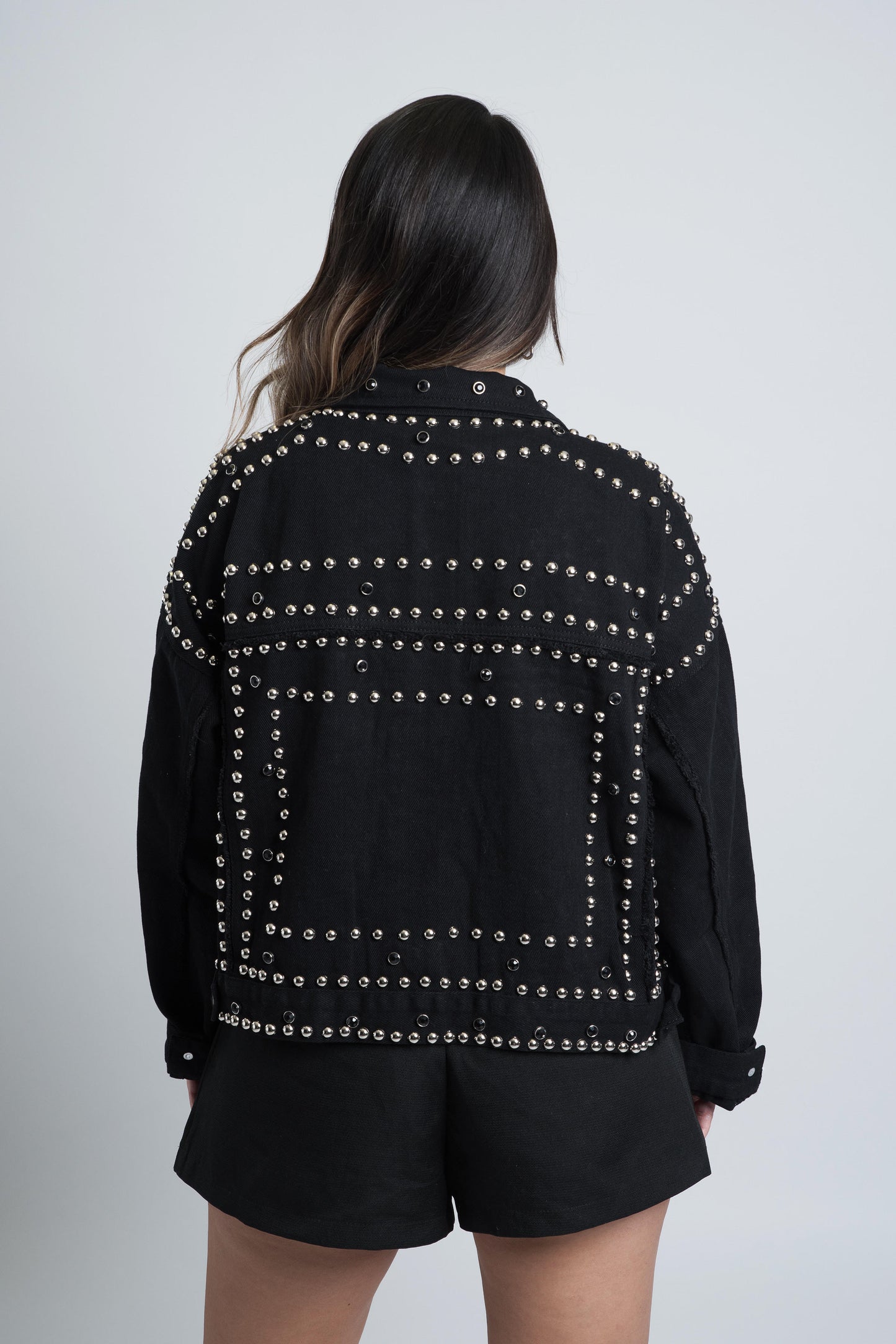 Studded black Denim Oversized Jacket