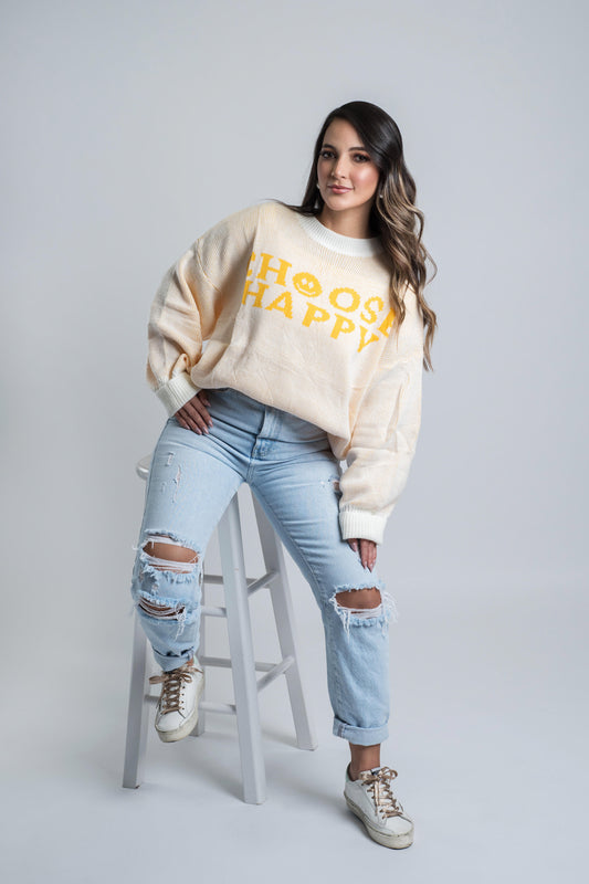 Choose Happy Oversized Sweater